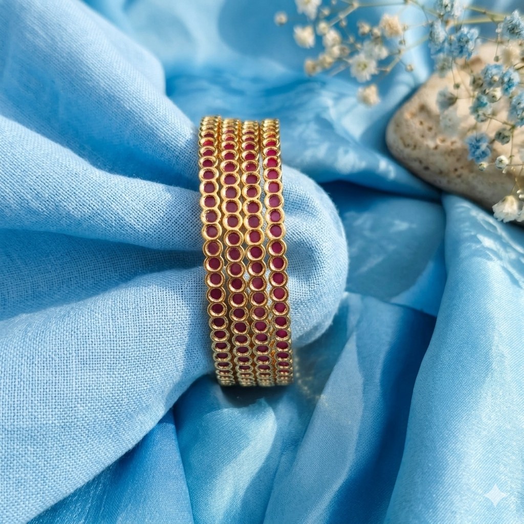 Full Ruby Impon Bangles Collection (4 piece of bangles)