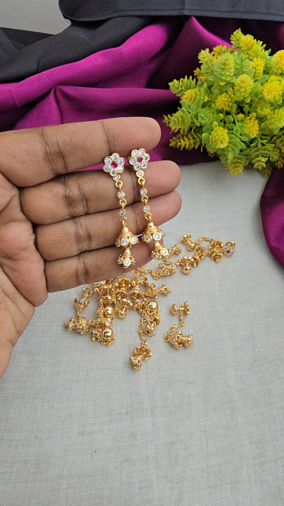 2 Layer Jumkhas Impon Stone Earring 