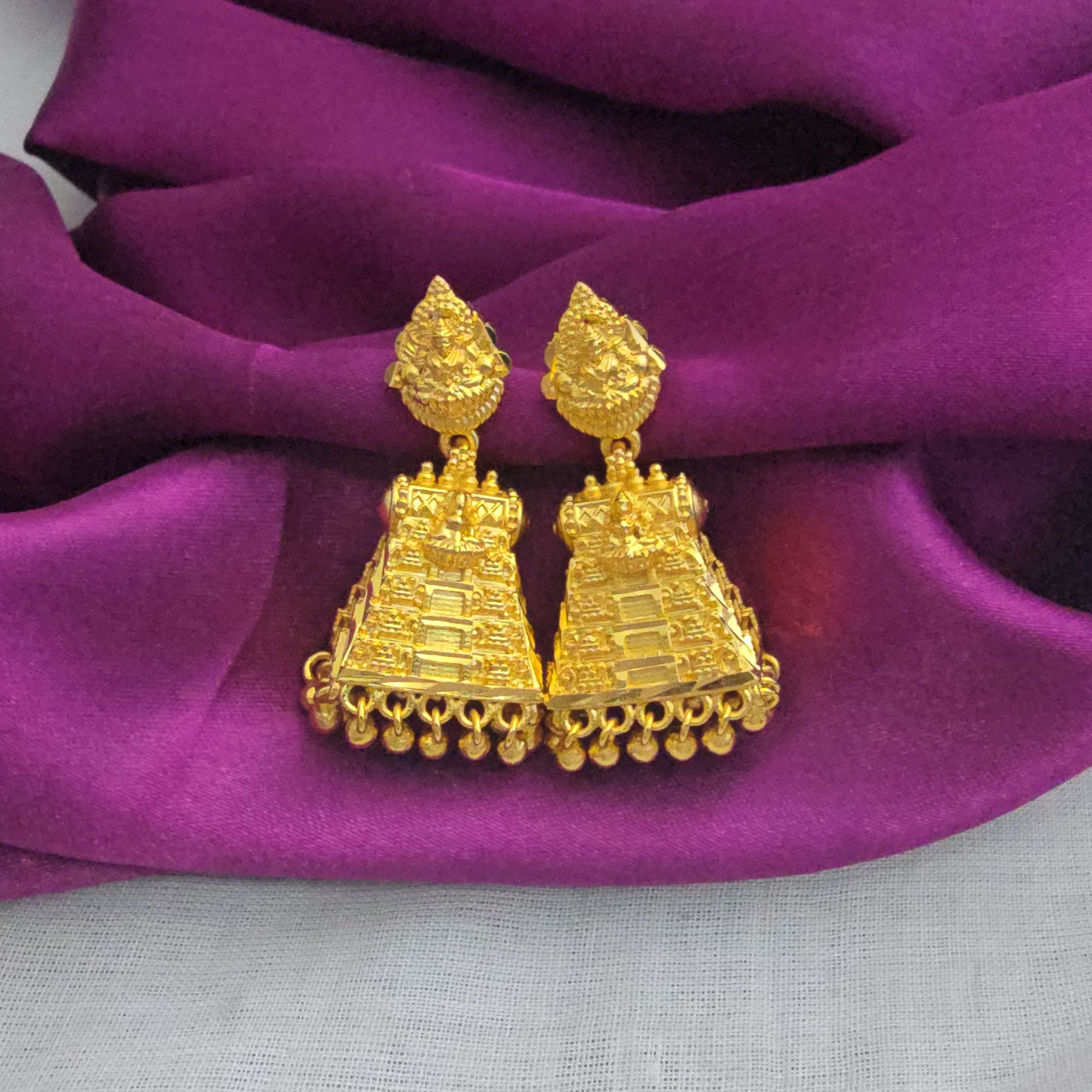 Real Gold Look Lakshmi Gopuram Earring Collection 