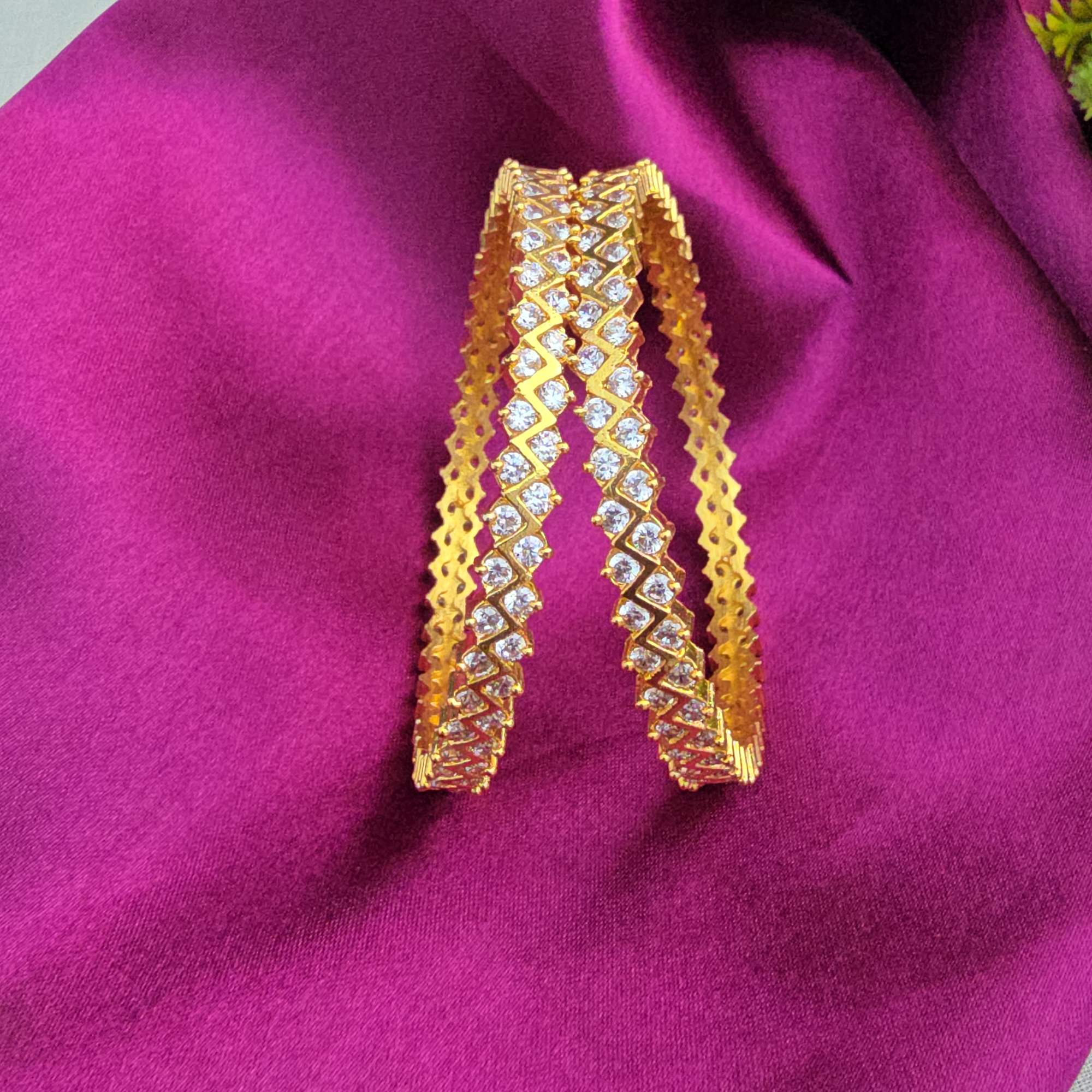 Impon Stone Diamond Look Zigzag Bangles 