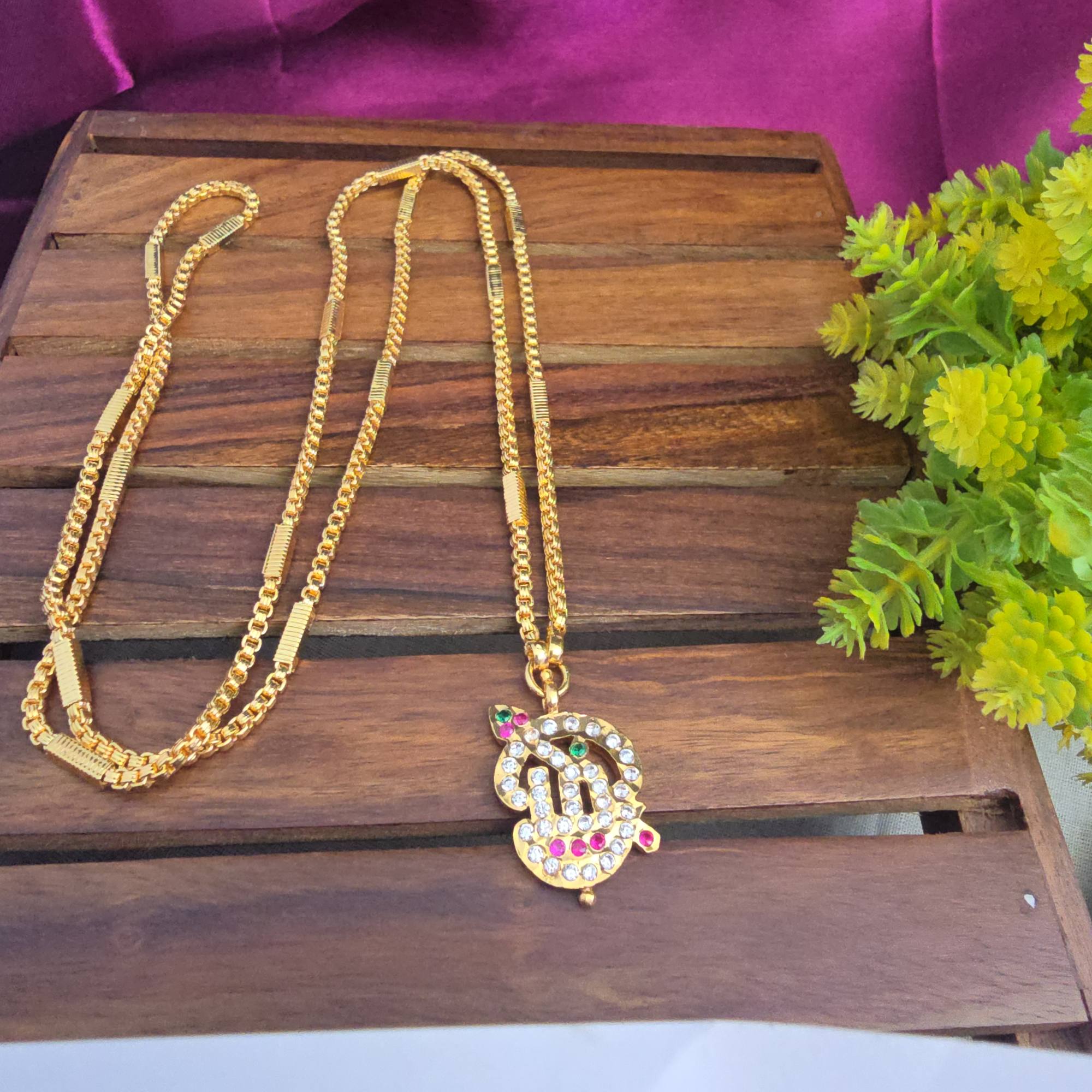 Om Impon Stone 32"inches Long Dollar Chain 
