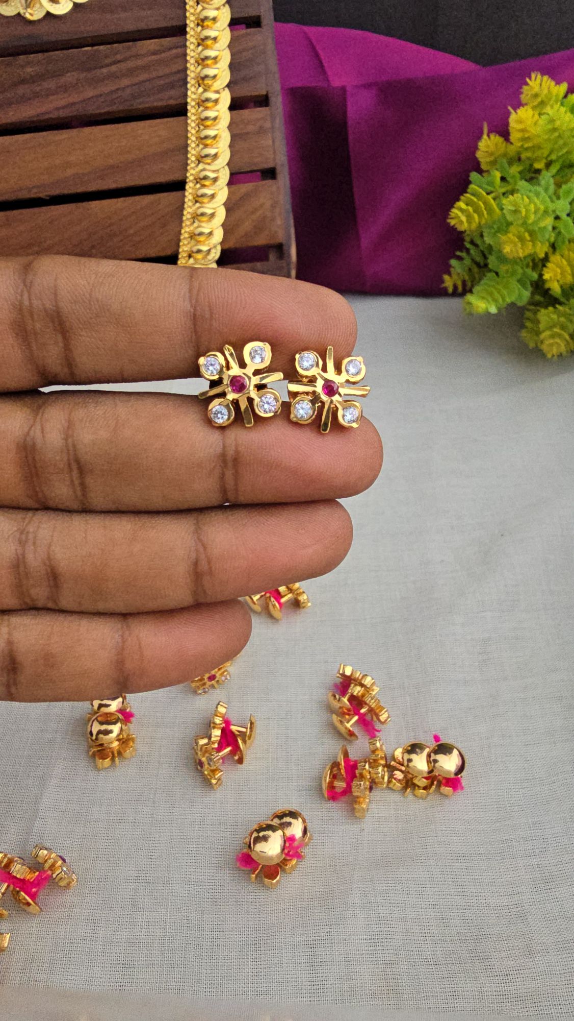 5 stone impon earrings 